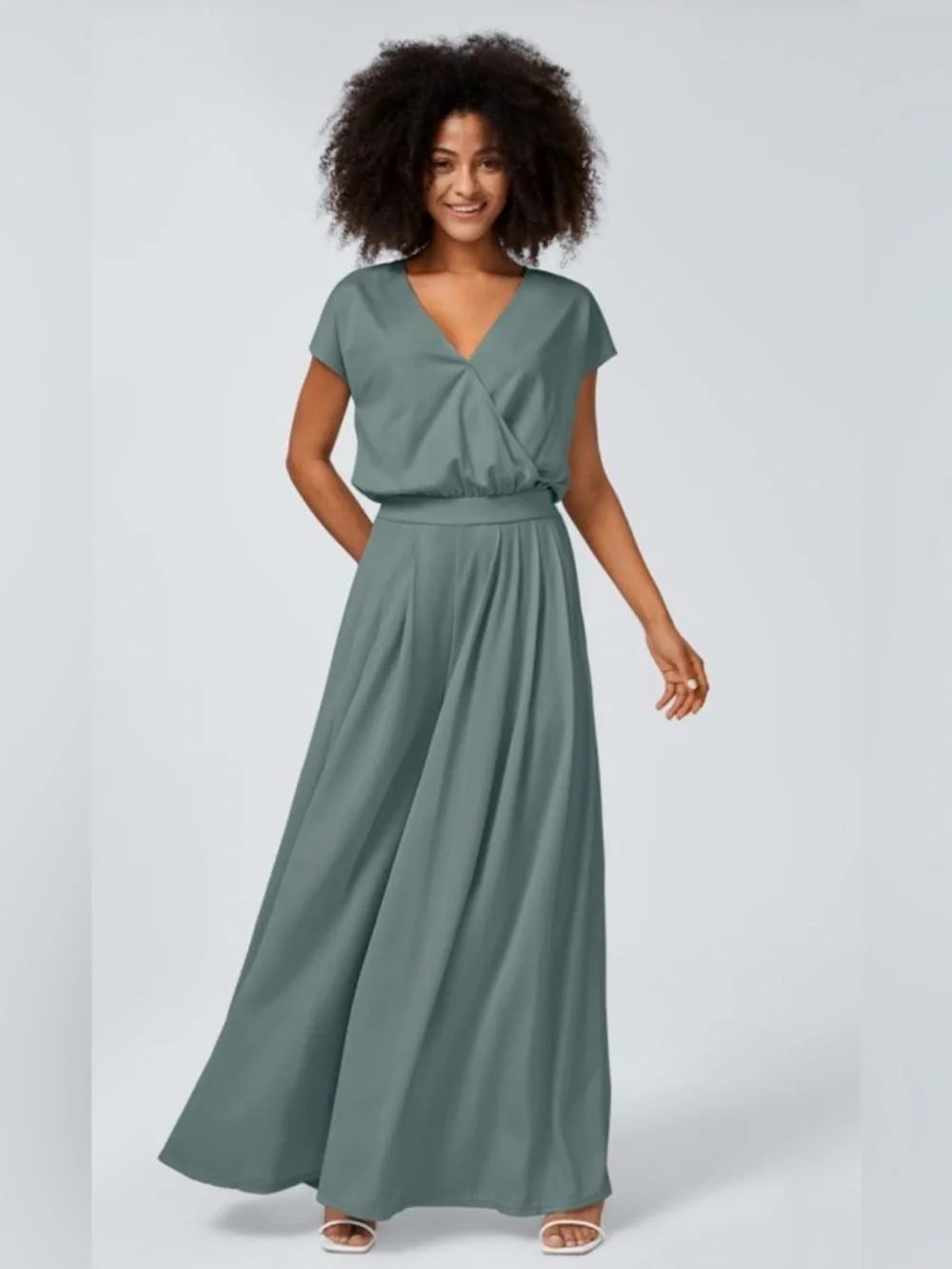 NWT HALARA V Neck Short Sleeve Pocket Wide Leg Flowy Waffle Jumpsuit. Large - Picture 2 of 12